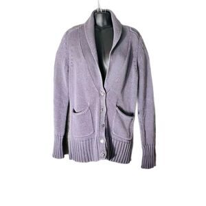 J Crew Womens Gray Cable Knit Cardigan Sweater Pockets Button Small